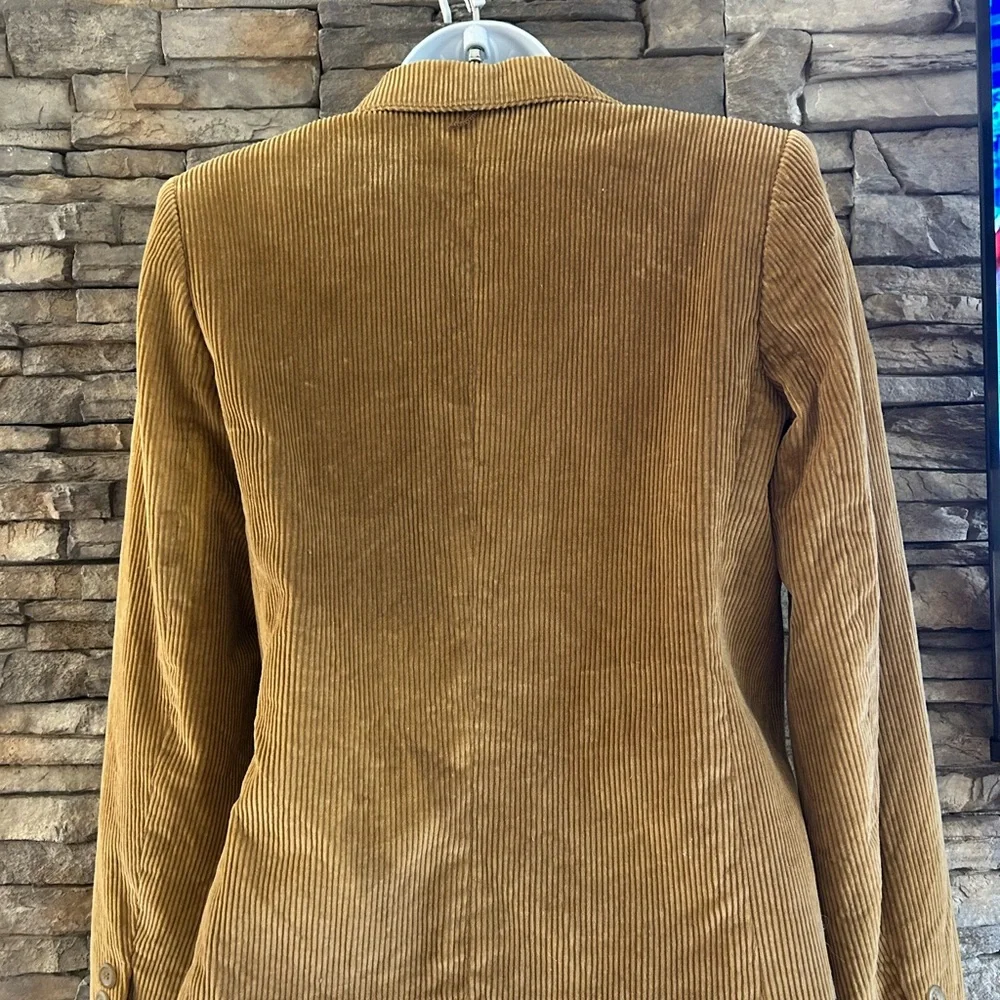 Sasson Vintage One Button Cotton Corduroy Blazer Brown Pockets - Picture 2 of 4